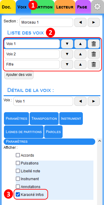 Adimuse - Activer zones de paramétrage de la mise en form des karaoké